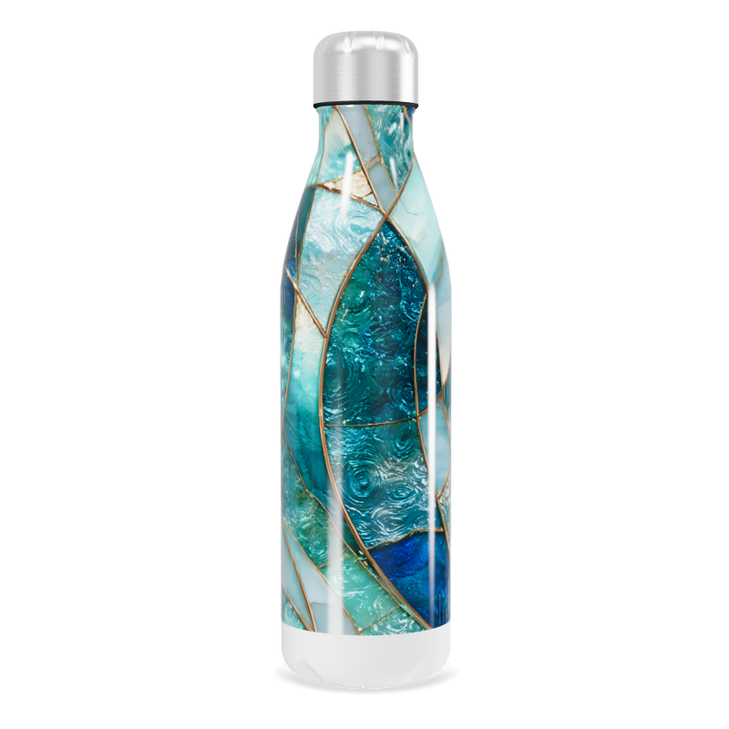 Garrafa Inox - Estampa Azul e Dourada