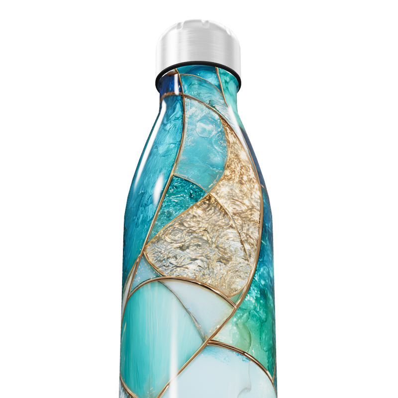 Garrafa Inox - Estampa Azul e Dourada