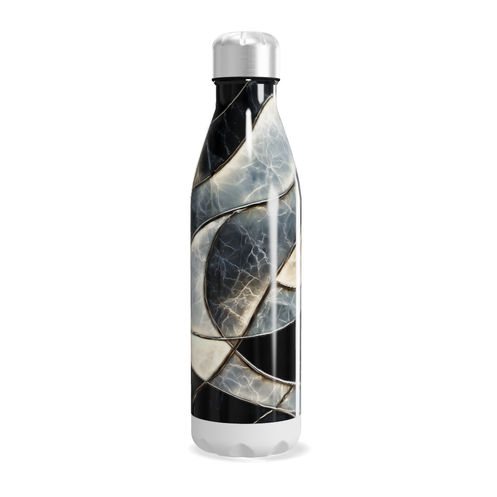 Garrafa Inox - Mármore Preto e Branco