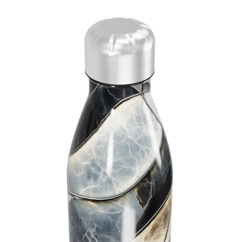 Garrafa Inox - Mármore Preto e Branco