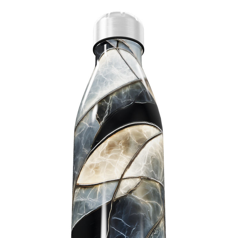 Garrafa Inox - Mármore Preto e Branco