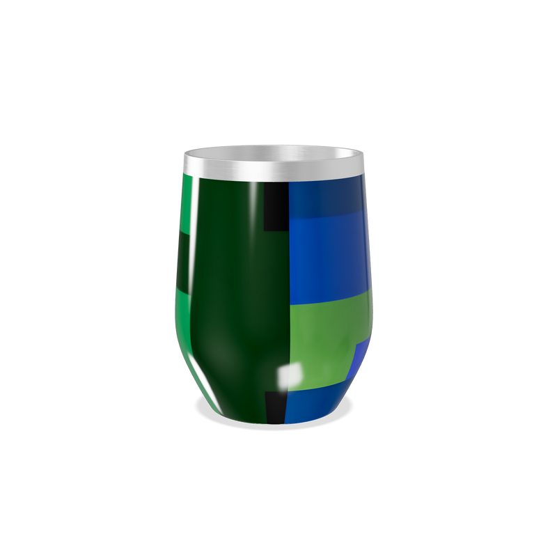 Copo Térmico Slim - Estampa Geométrica Verde Azul