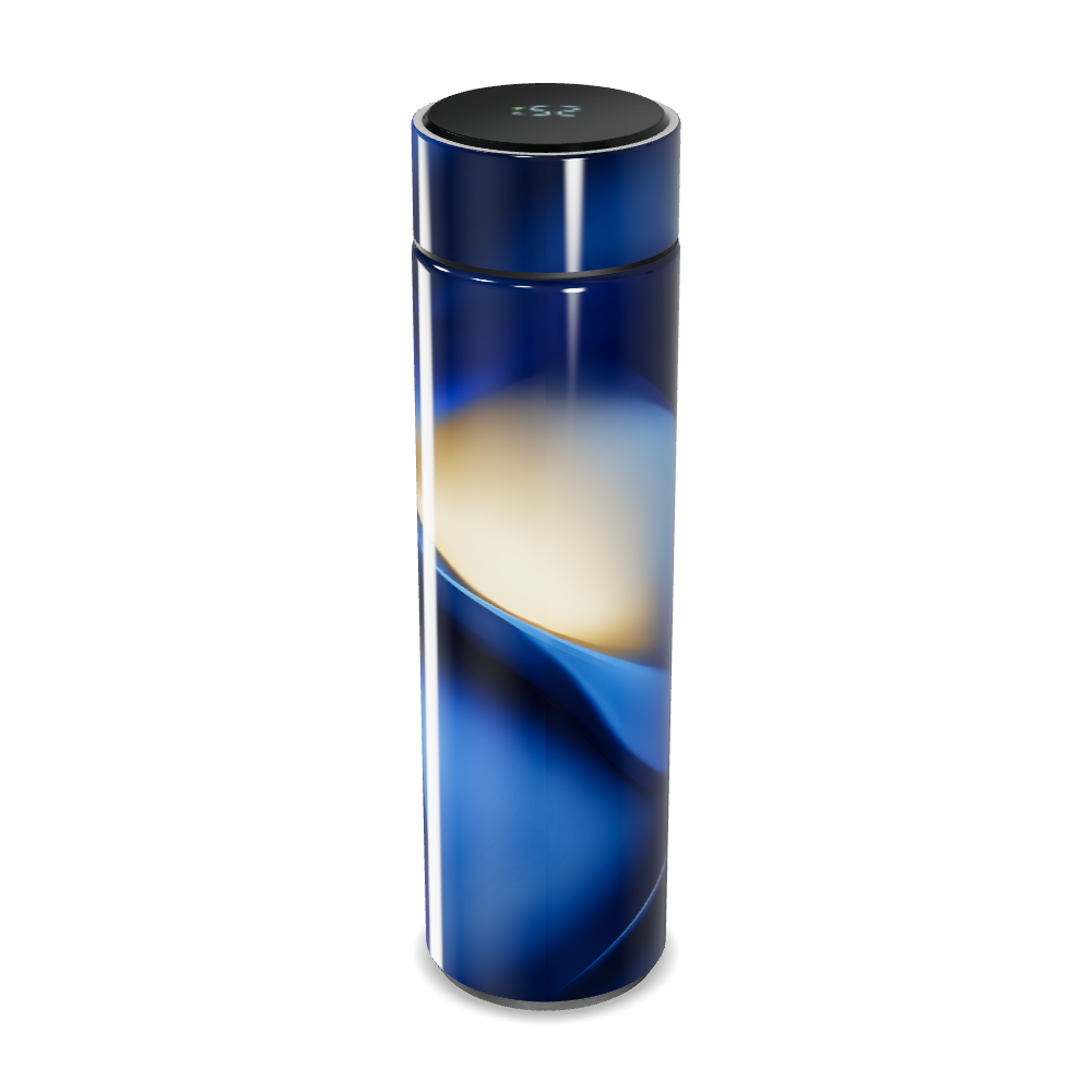 Garrafa Térmica Touch - Azul com Estampa Abstrata