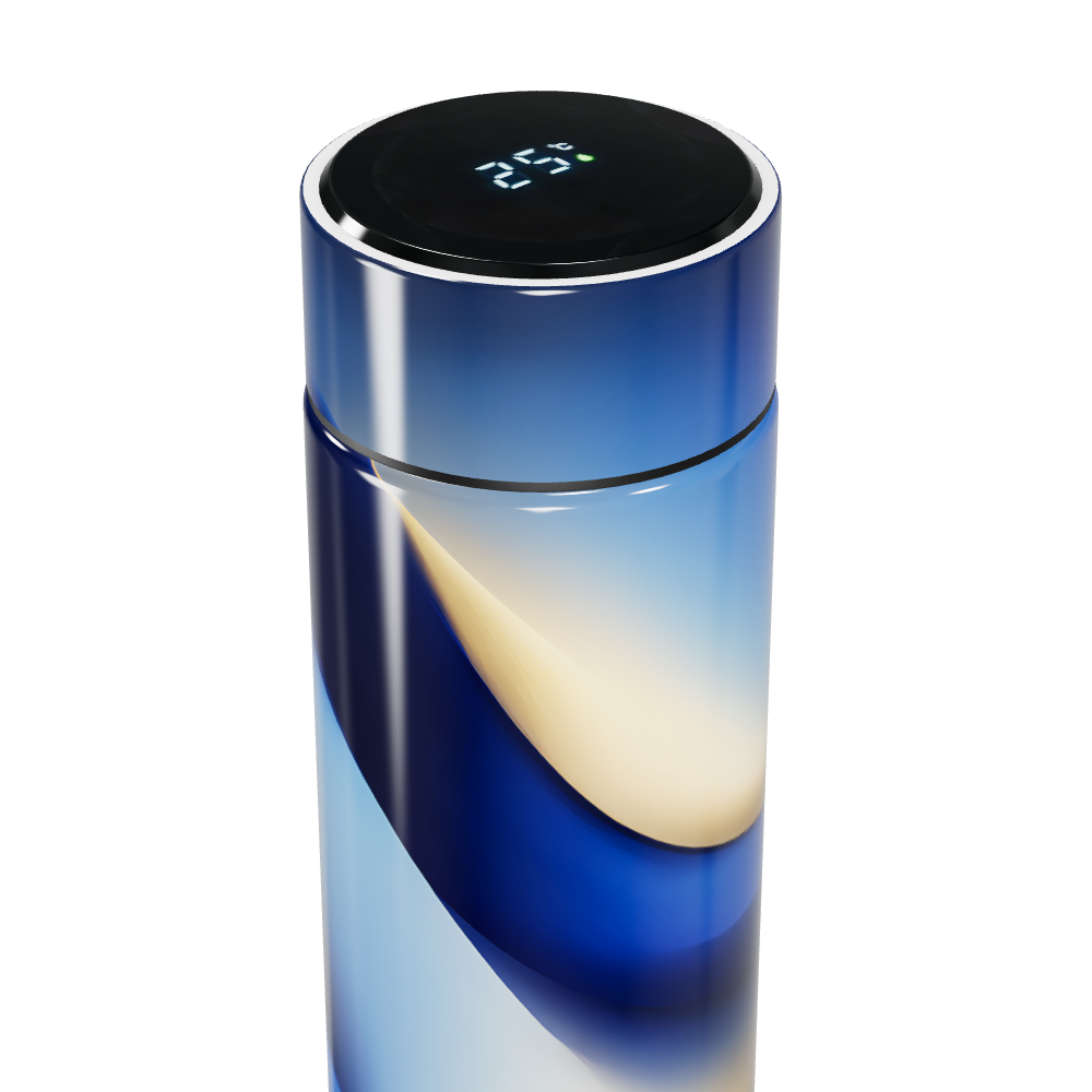 Garrafa Térmica Touch - Azul com Estampa Abstrata