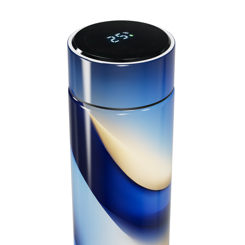 Garrafa Térmica Touch - Azul com Estampa Abstrata