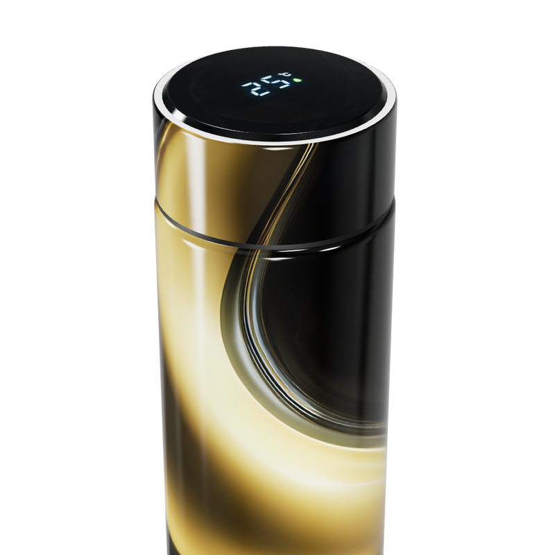 Garrafa Térmica Touch - Preto Dourado Design