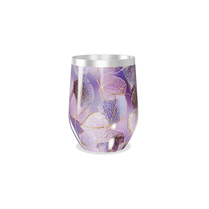 Copo Térmico Slim - Roxo com Folhas Decorativas