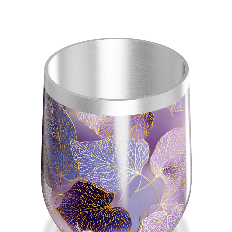 Copo Térmico Slim - Roxo com Folhas Decorativas