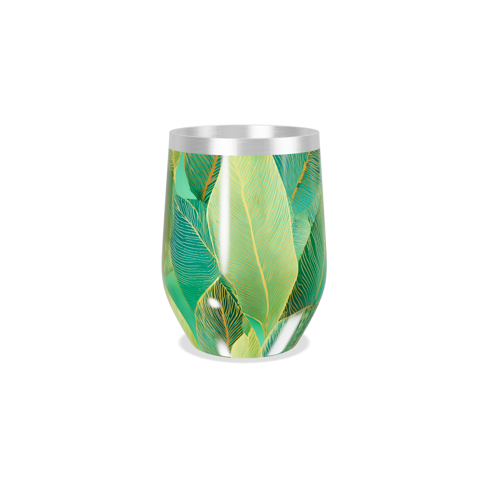 Copo Térmico Slim - Folhas Verde Inox