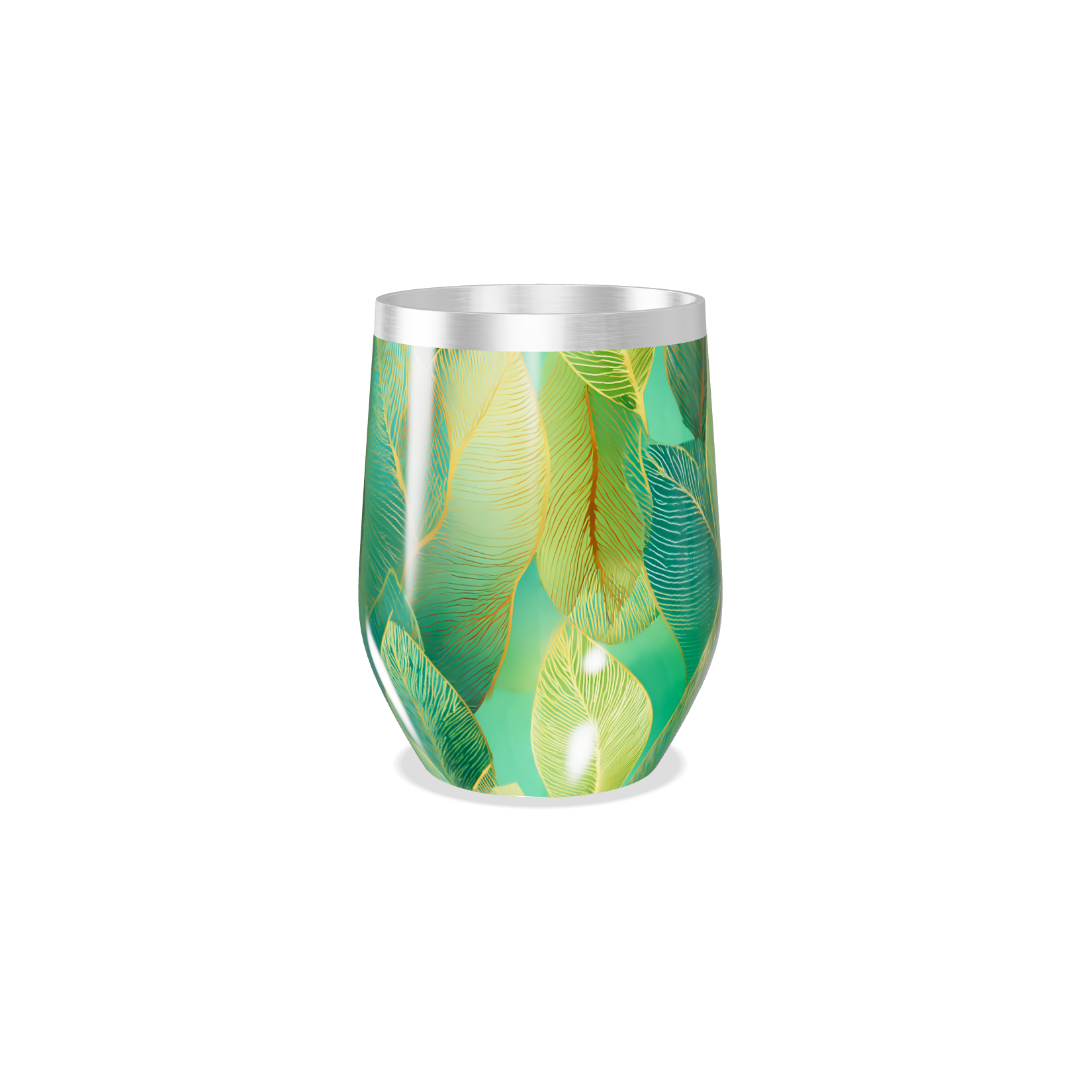 Copo Térmico Slim - Folhas Verde Inox