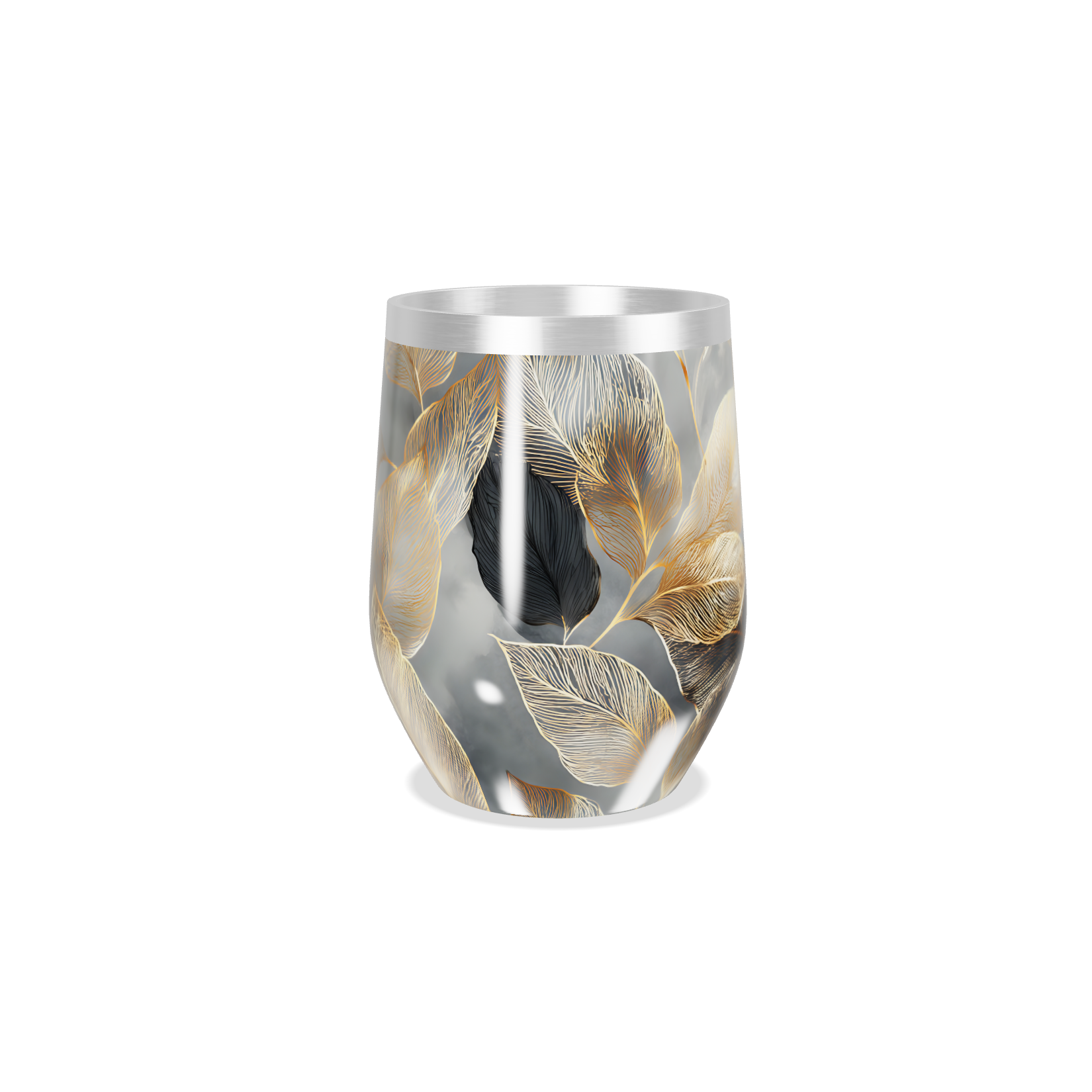 Copo Térmico Slim - Folhas Douradas Inox