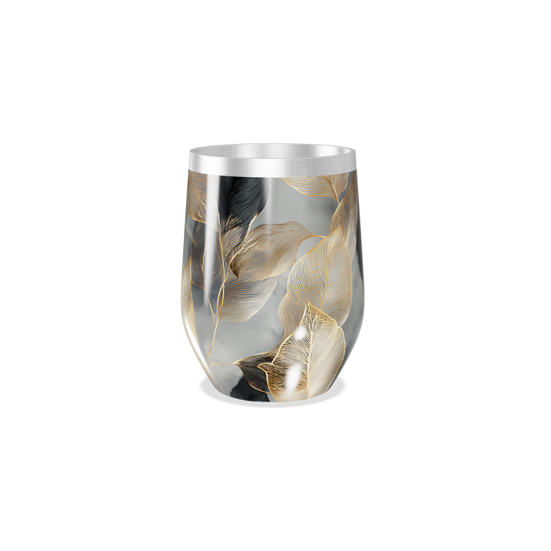 Copo Térmico Slim - Folhas Douradas Inox