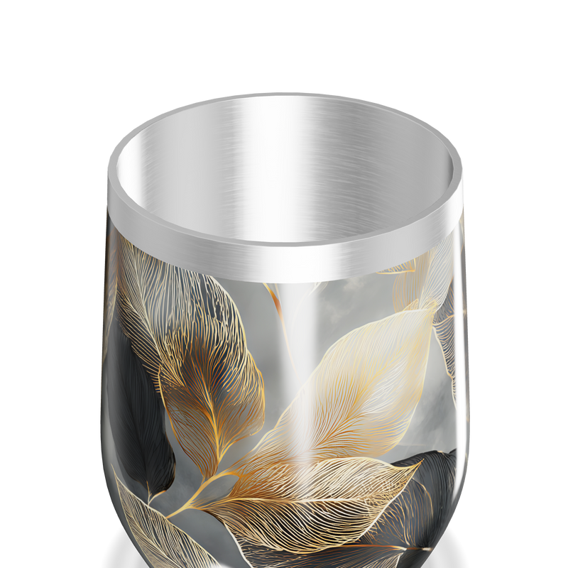 Copo Térmico Slim - Folhas Douradas Inox