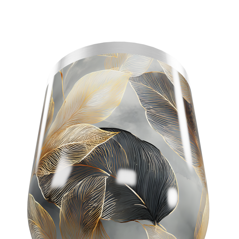 Copo Térmico Slim - Folhas Douradas Inox