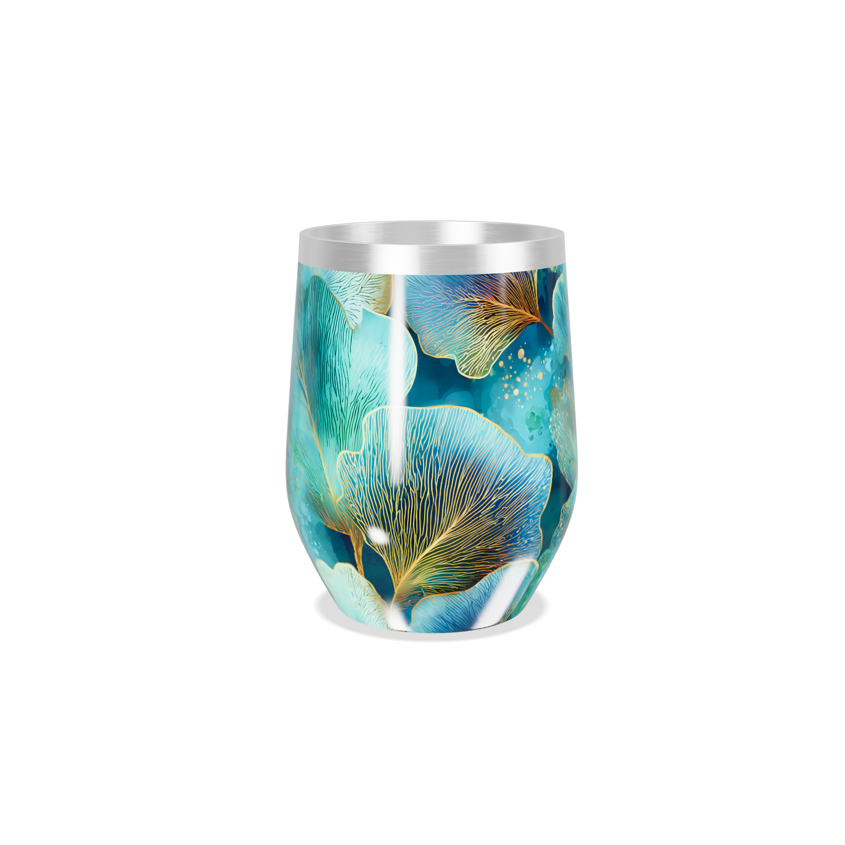 Copo Térmico Slim - Azul Floral Inox