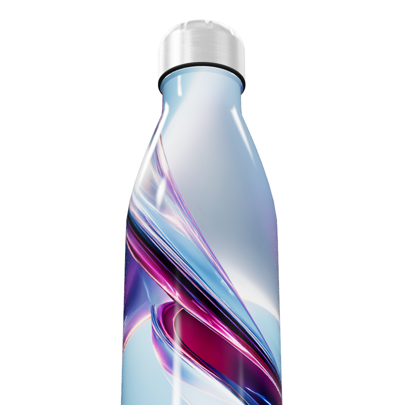 Garrafa Inox - Azul com Design Abstrato