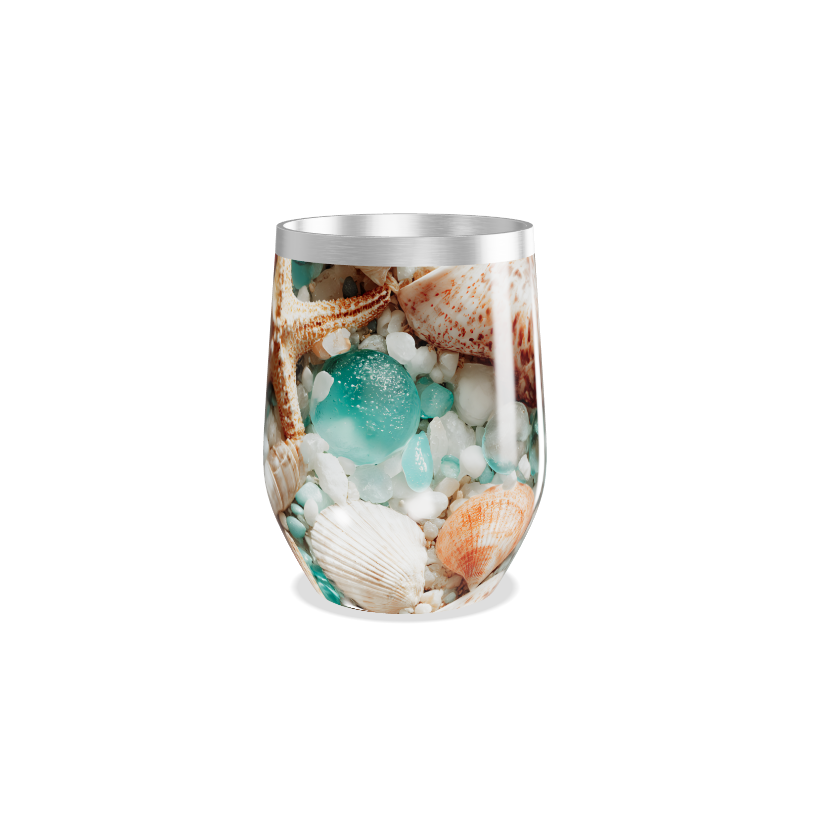 Copo Térmico Slim - Estampa Praia Conchas