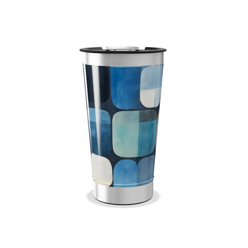 Copo Térmico - Azul com Estampa Abstrata
