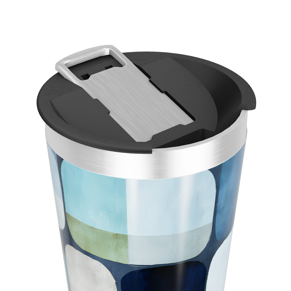 Copo Térmico - Azul com Estampa Abstrata