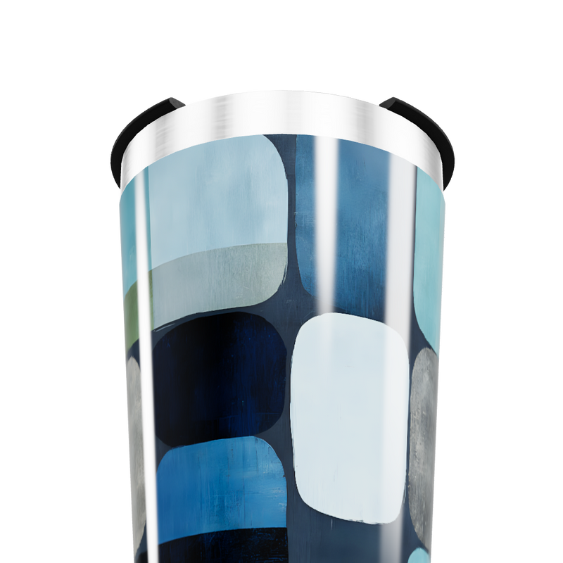 Copo Térmico - Azul com Estampa Abstrata