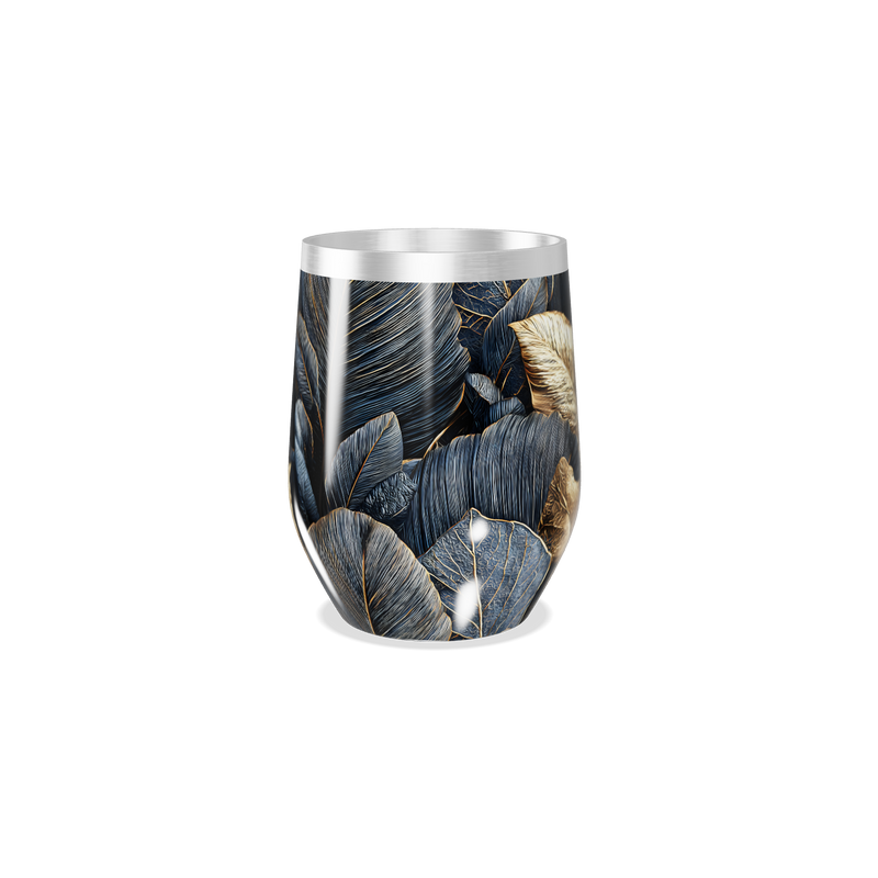 Copo Térmico Slim - Folhas Preto e Dourado