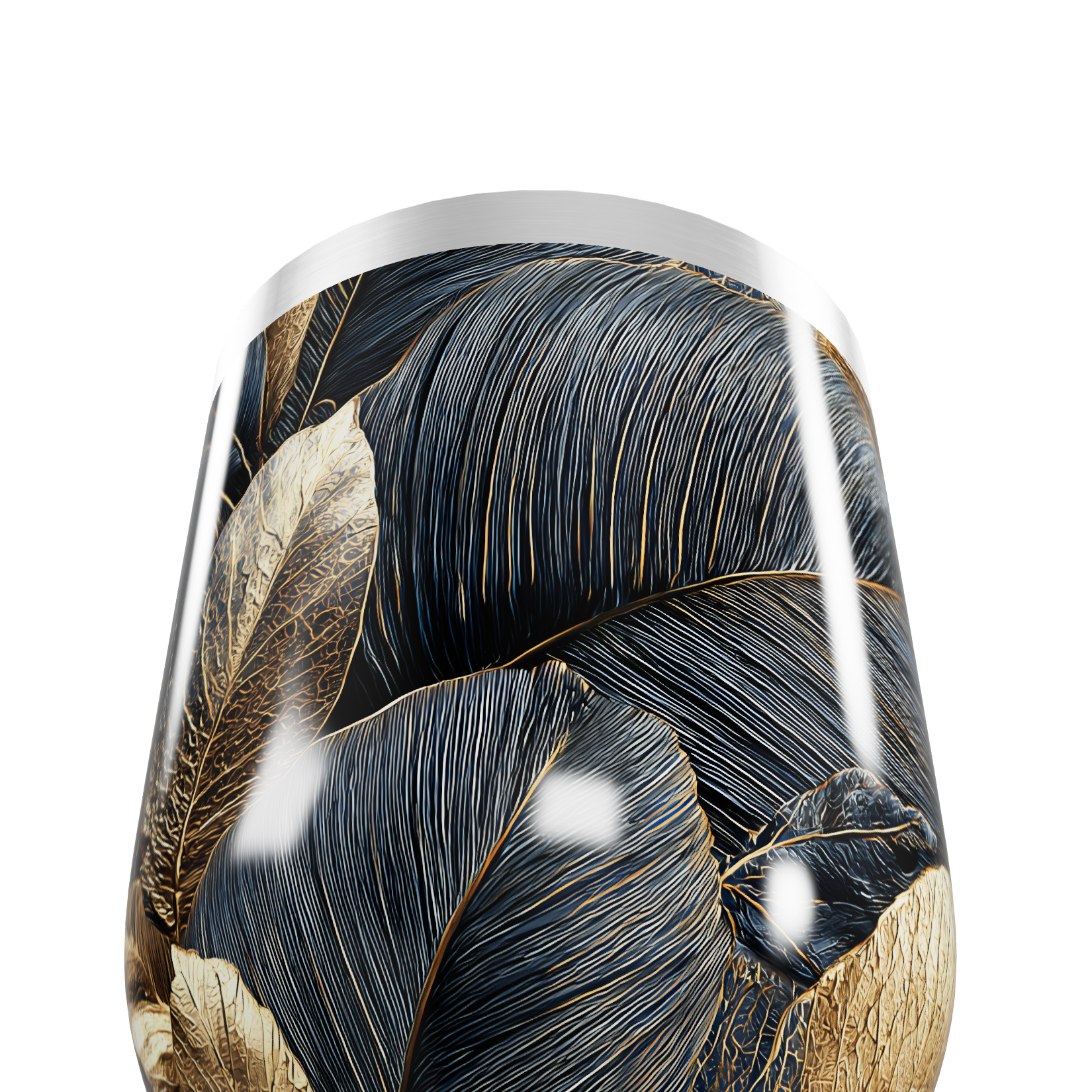 Copo Térmico Slim - Folhas Preto e Dourado