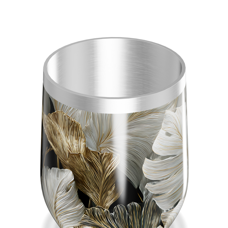 Copo Térmico Slim - Floral Preto e Dourado