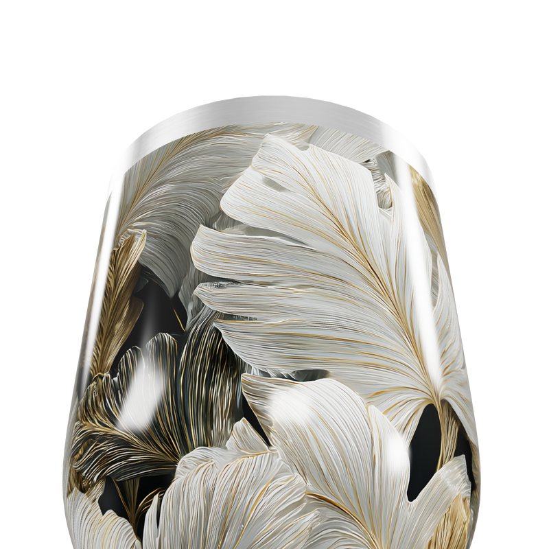 Copo Térmico Slim - Floral Preto e Dourado