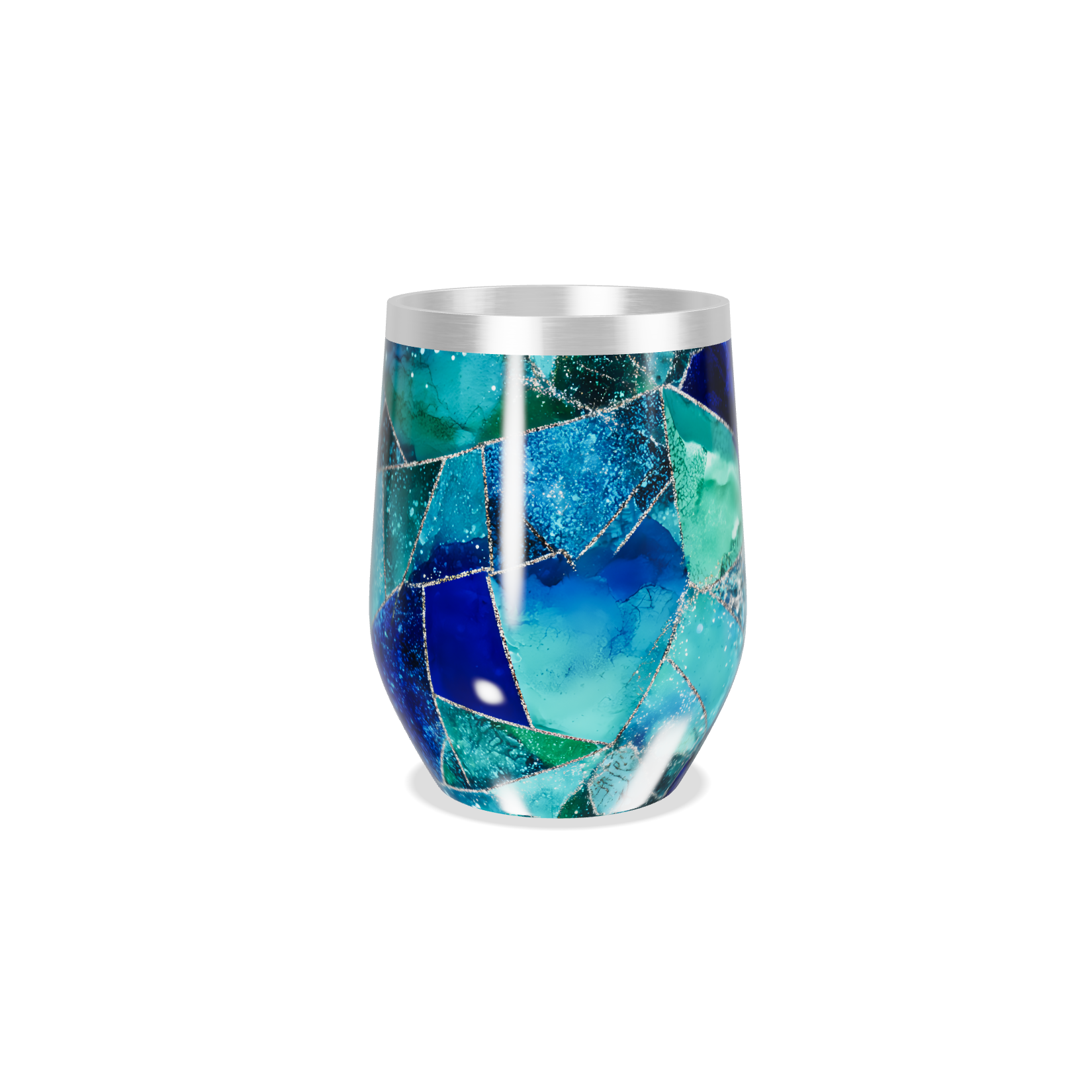 Copo Térmico Slim - Azul Verde Geométrico