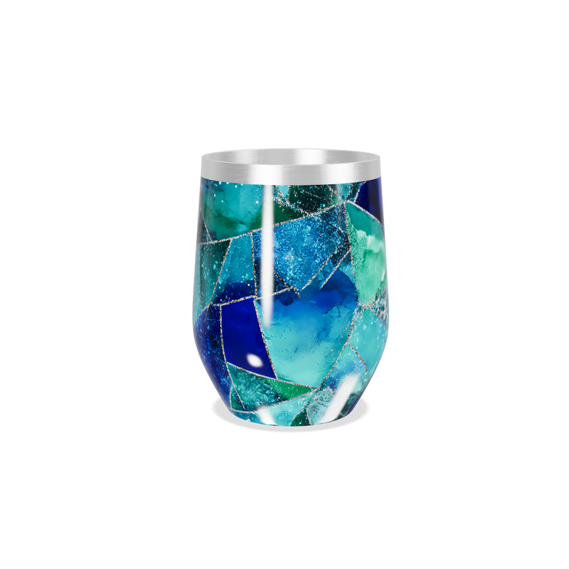 Copo Térmico Slim - Azul Verde Geométrico