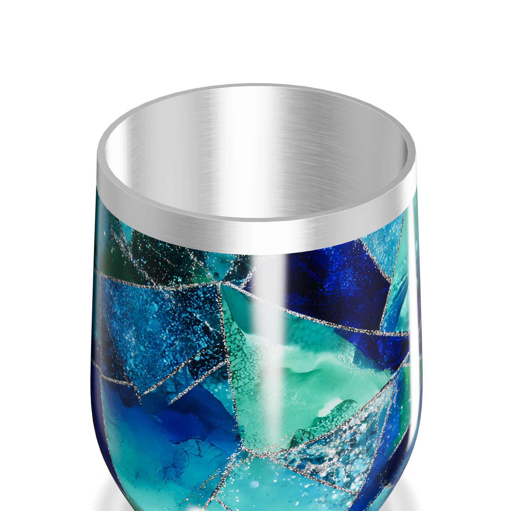 Copo Térmico Slim - Azul Verde Geométrico