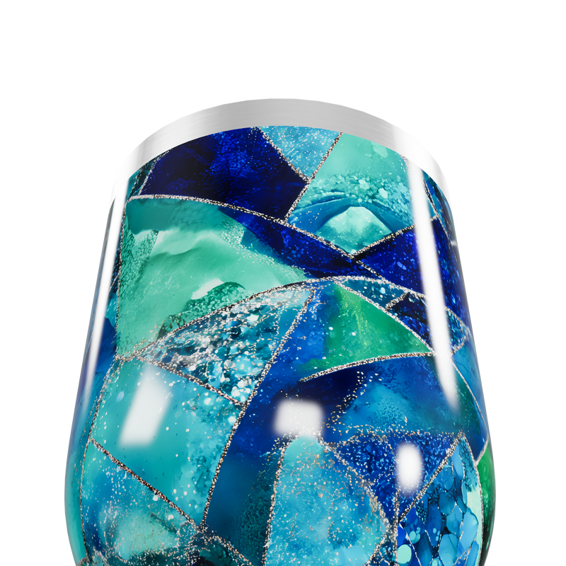 Copo Térmico Slim - Azul Verde Geométrico