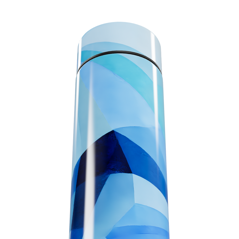 Garrafa Térmica Touch - Azul com Estampa Geométrica