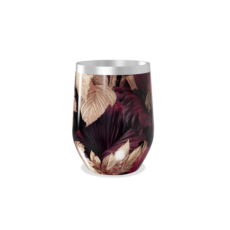 Copo Térmico Slim - Floral Roxo e Dourado aço inox