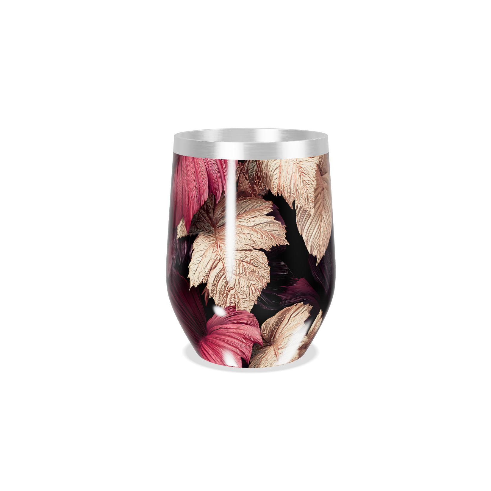 Copo Térmico Slim - Floral Roxo e Dourado aço inox