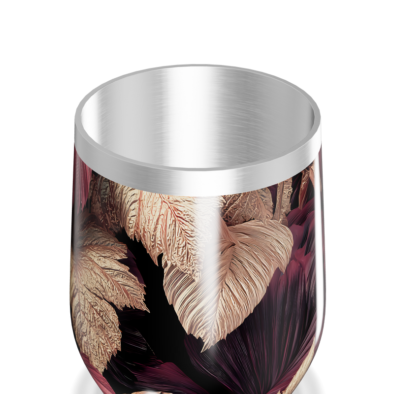 Copo Térmico Slim - Floral Roxo e Dourado aço inox