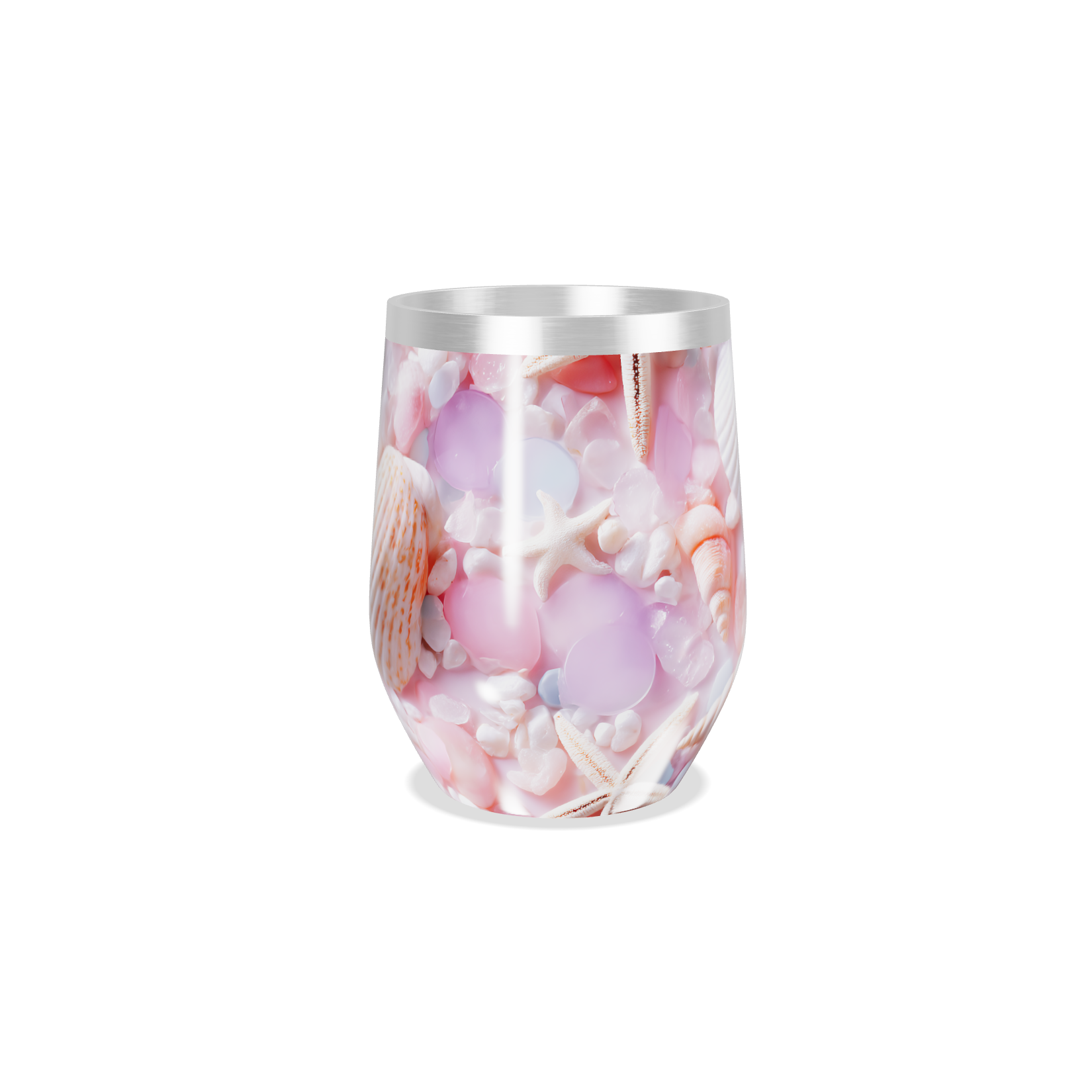 Copo Térmico Slim - Conchas e Pedras Rosa