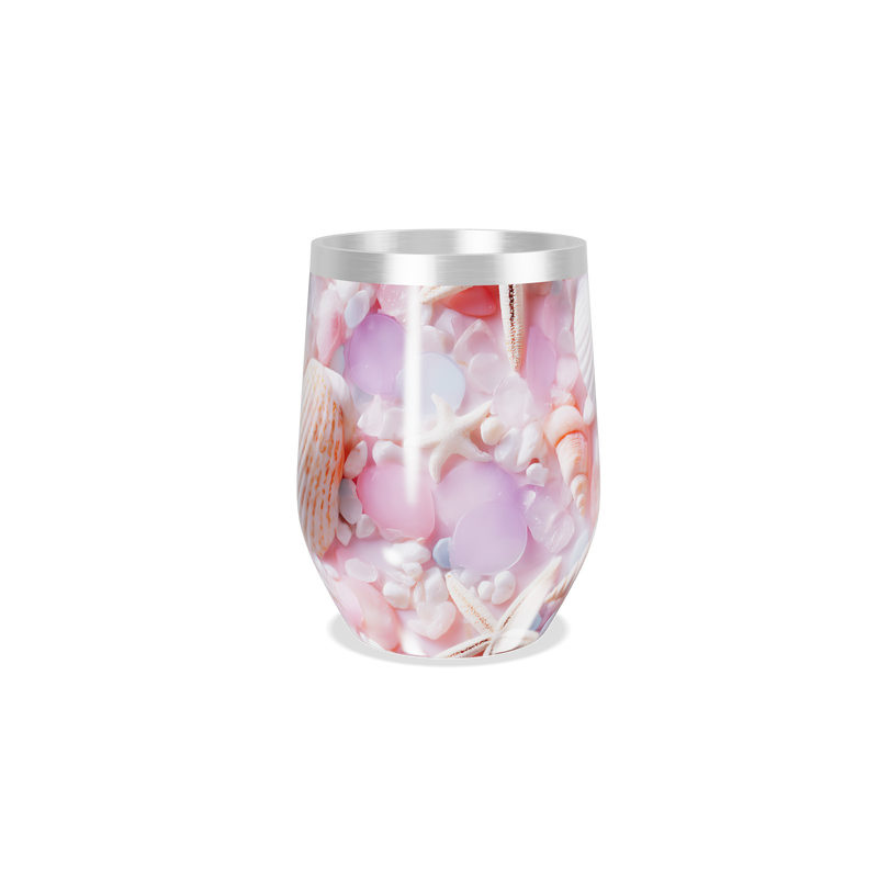 Copo Térmico Slim - Conchas e Pedras Rosa