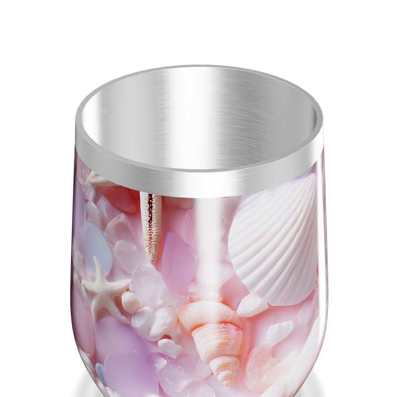 Copo Térmico Slim - Conchas e Pedras Rosa