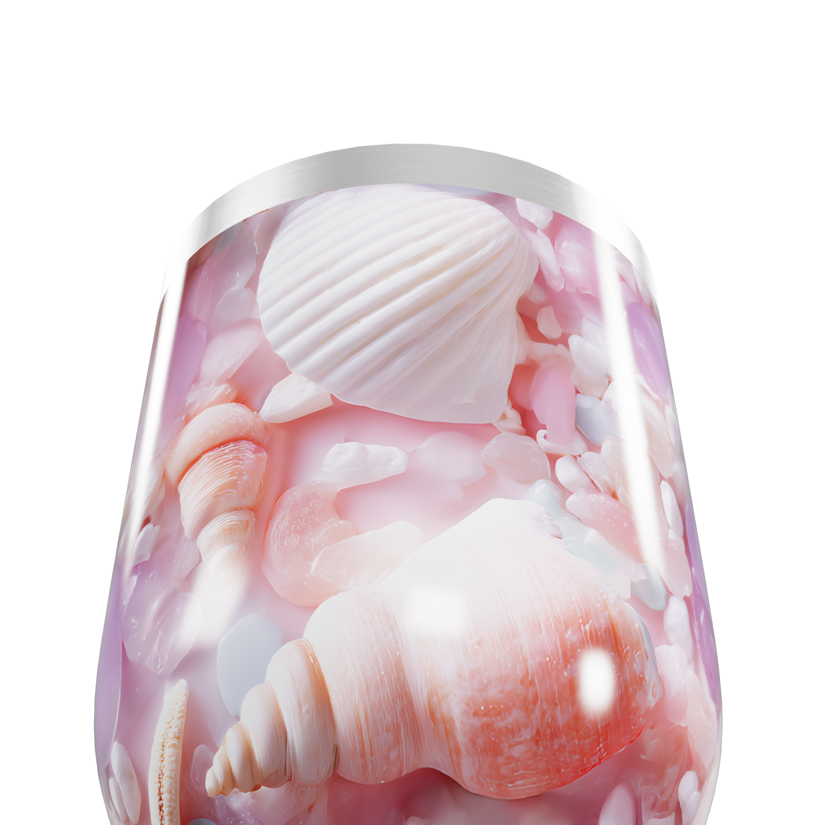 Copo Térmico Slim - Conchas e Pedras Rosa