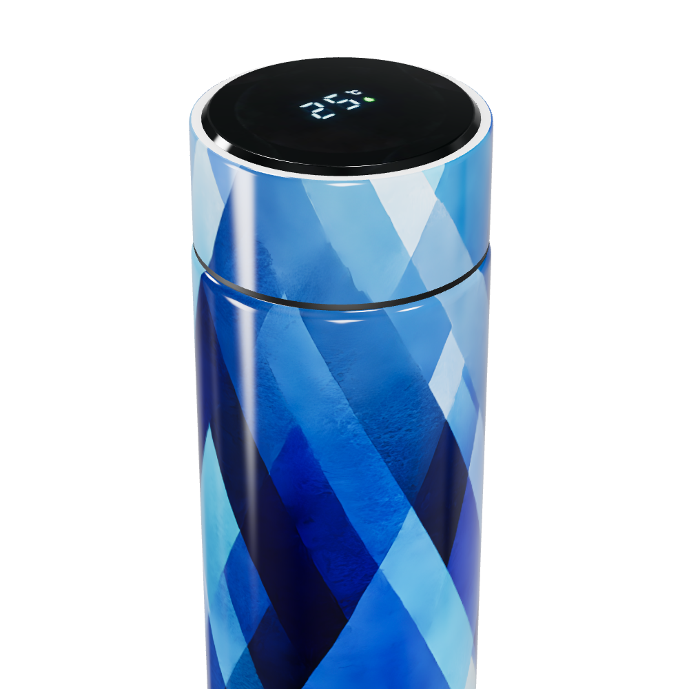 Garrafa Térmica Touch Azul - Estampa Geométrica