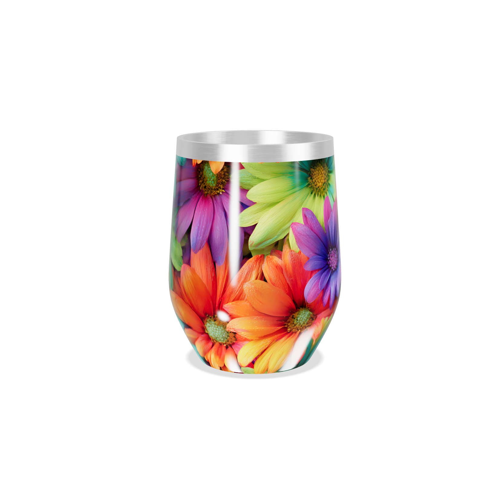 Copo Térmico Slim - Flores Coloridas Inox