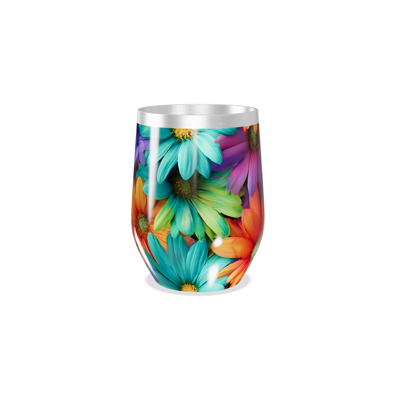 Copo Térmico Slim - Flores Coloridas Inox