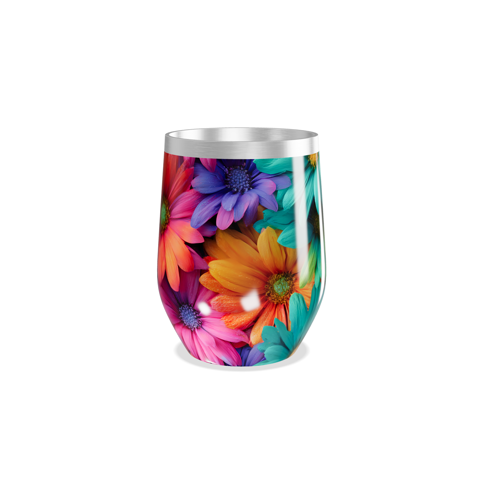 Copo Térmico Slim - Flores Coloridas Inox