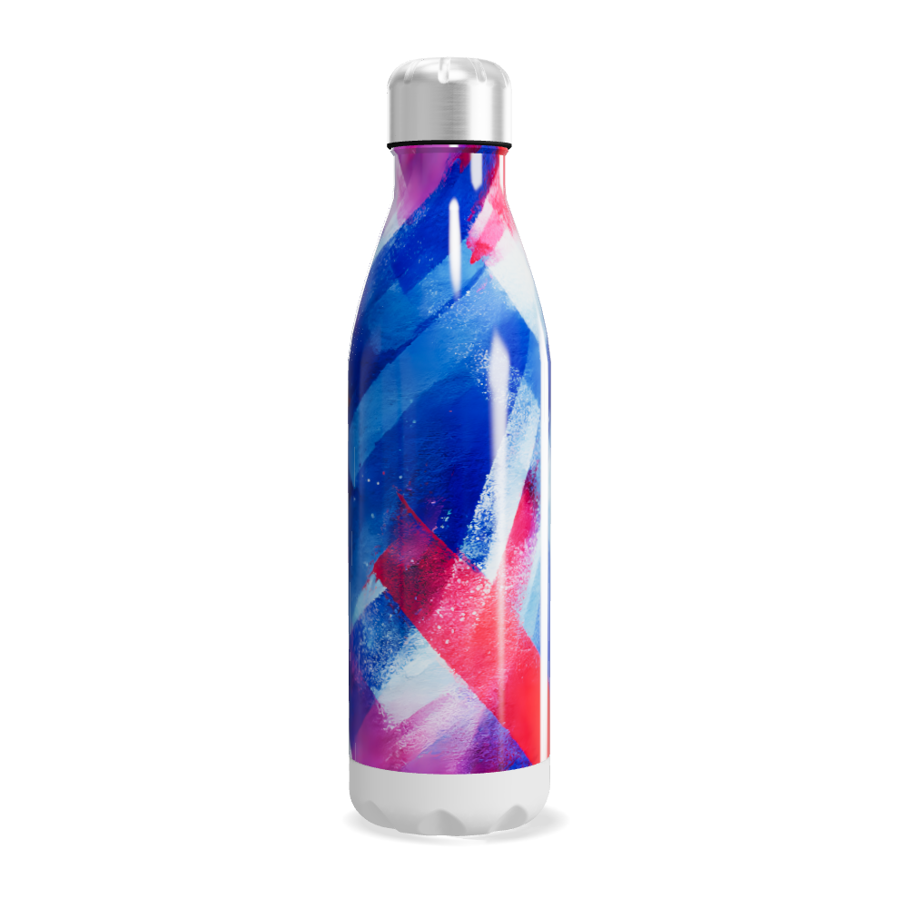 Garrafa Inox - Design Colorido Azul e Vermelho