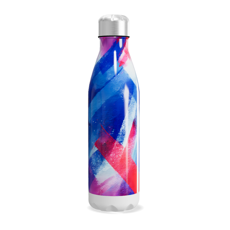 Garrafa Inox - Design Colorido Azul e Vermelho