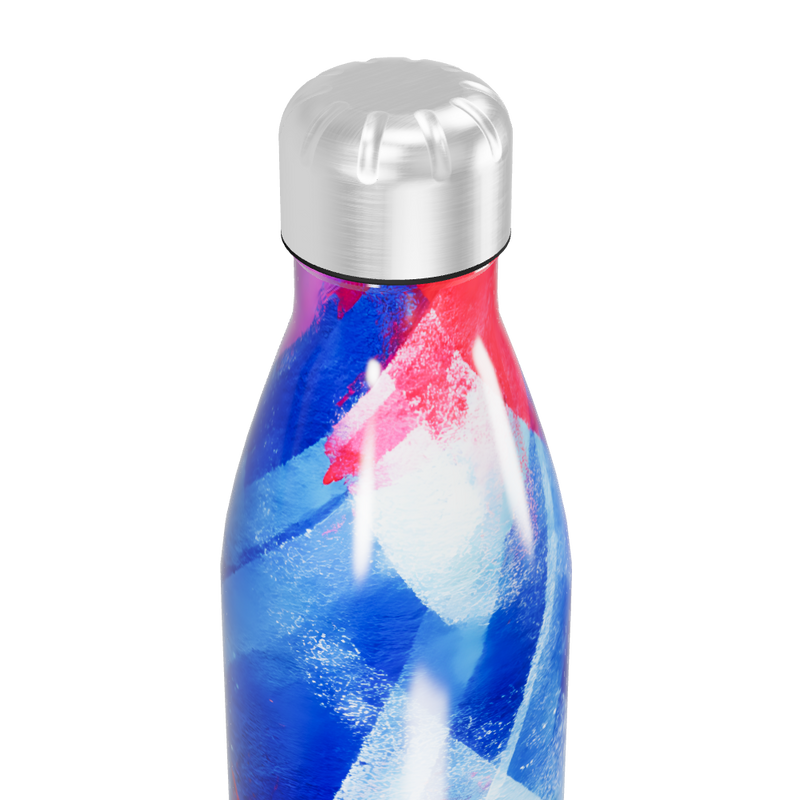 Garrafa Inox - Design Colorido Azul e Vermelho