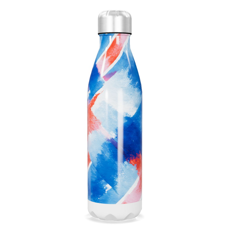 Garrafa Inox - Estampa Abstrata Azul e Vermelho