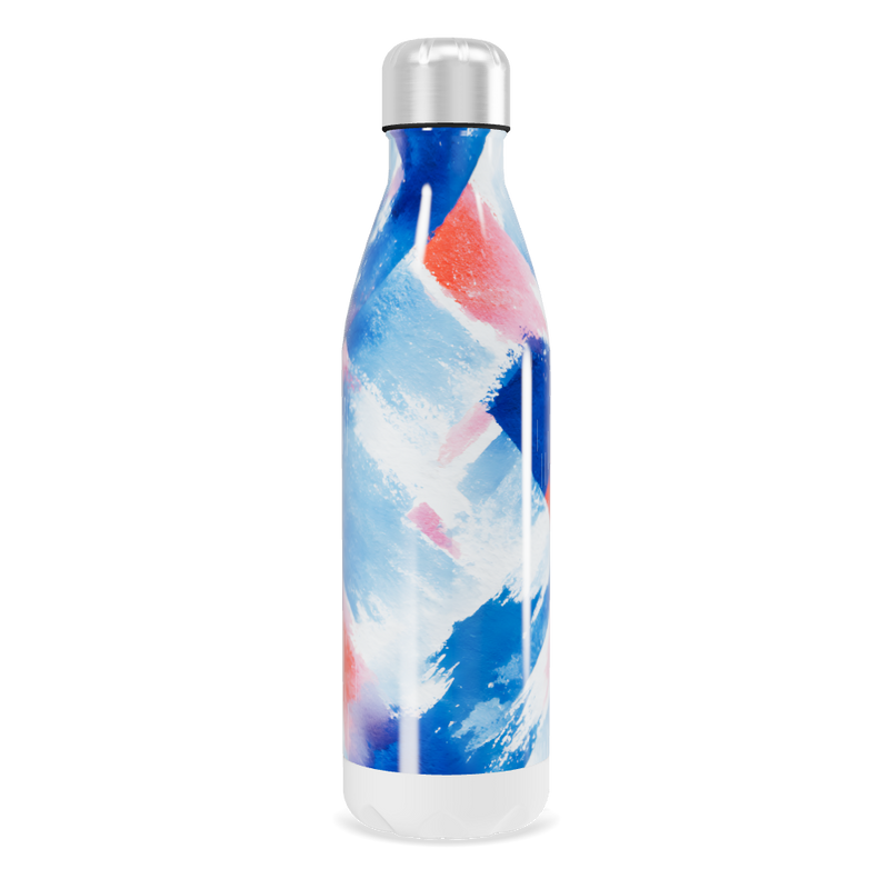 Garrafa Inox - Estampa Abstrata Azul e Vermelho