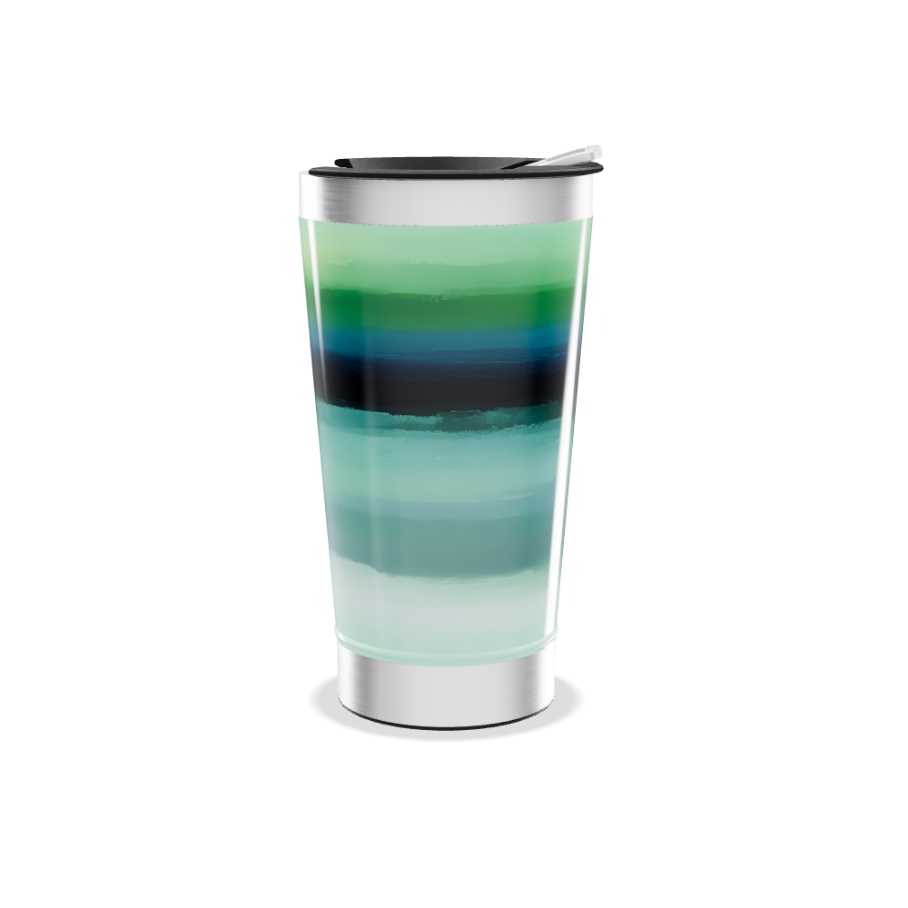 Copo Térmico - Aço Listras Verdes